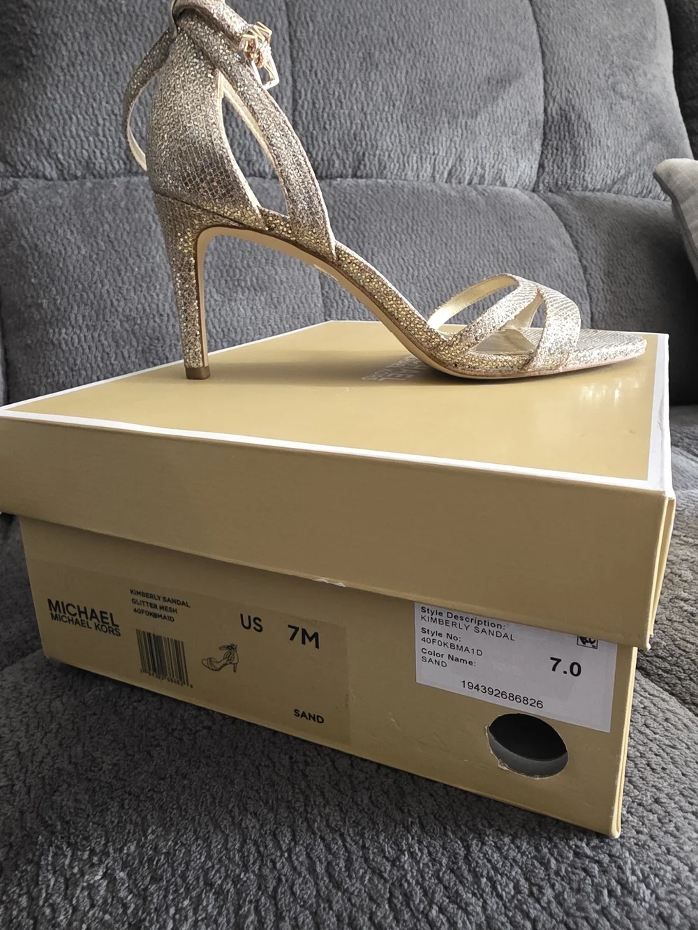 Michael Kors Gold Glitter Strappy High Heel Sandal